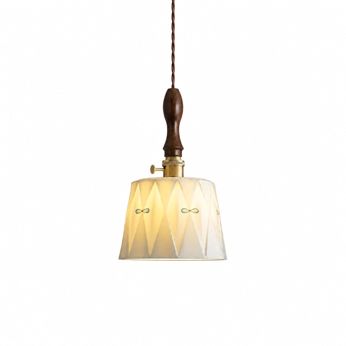 Acacia Vintage Pendant Light with Floral Ceramic Shade — product view