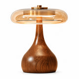Adelaide Modern Mushroom Table Light in Wood and Glass