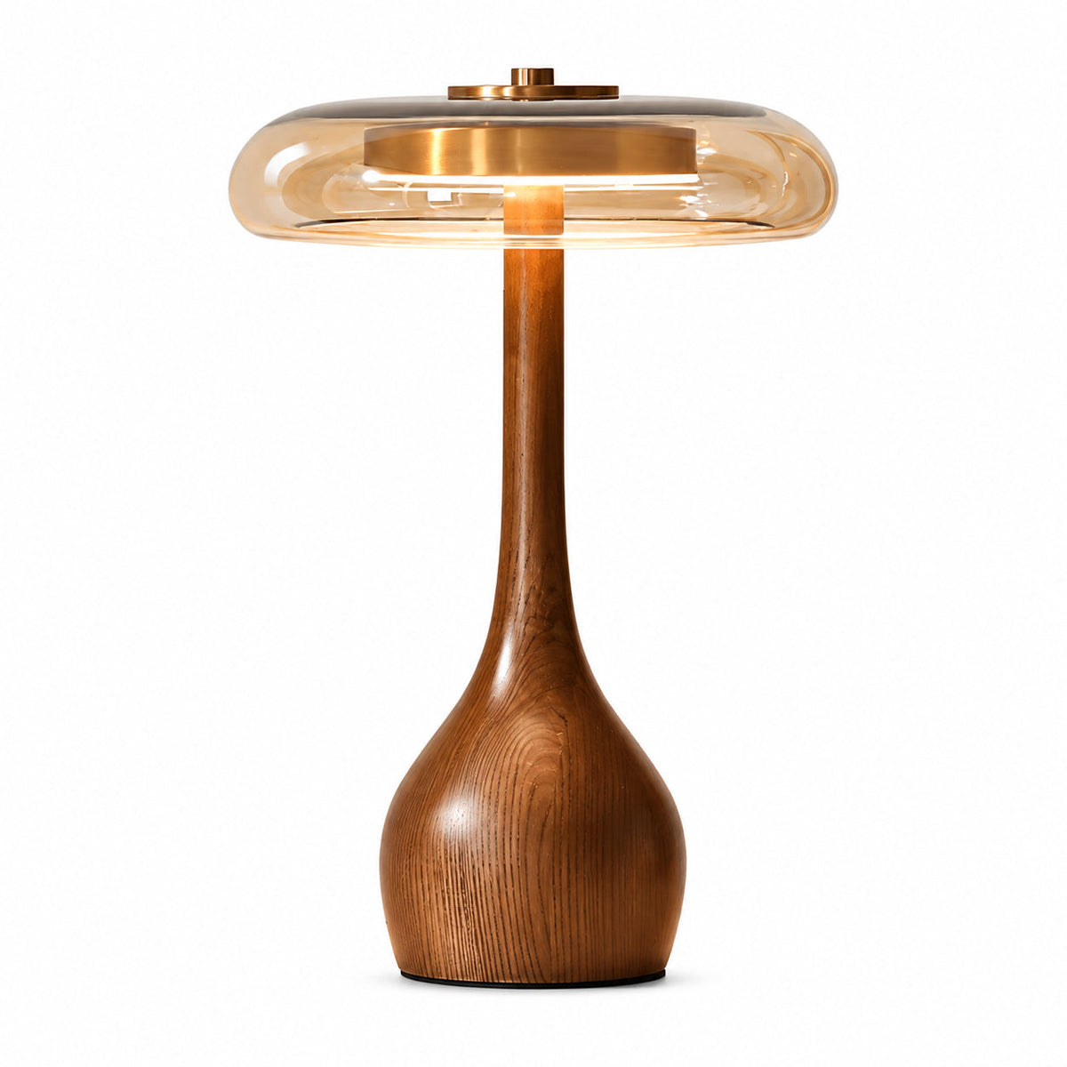 Adelaide Modern Mushroom Table Light in Wood and Glass — product view