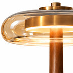 Adelaide Modern Mushroom Table Light in Wood and Glass — product view