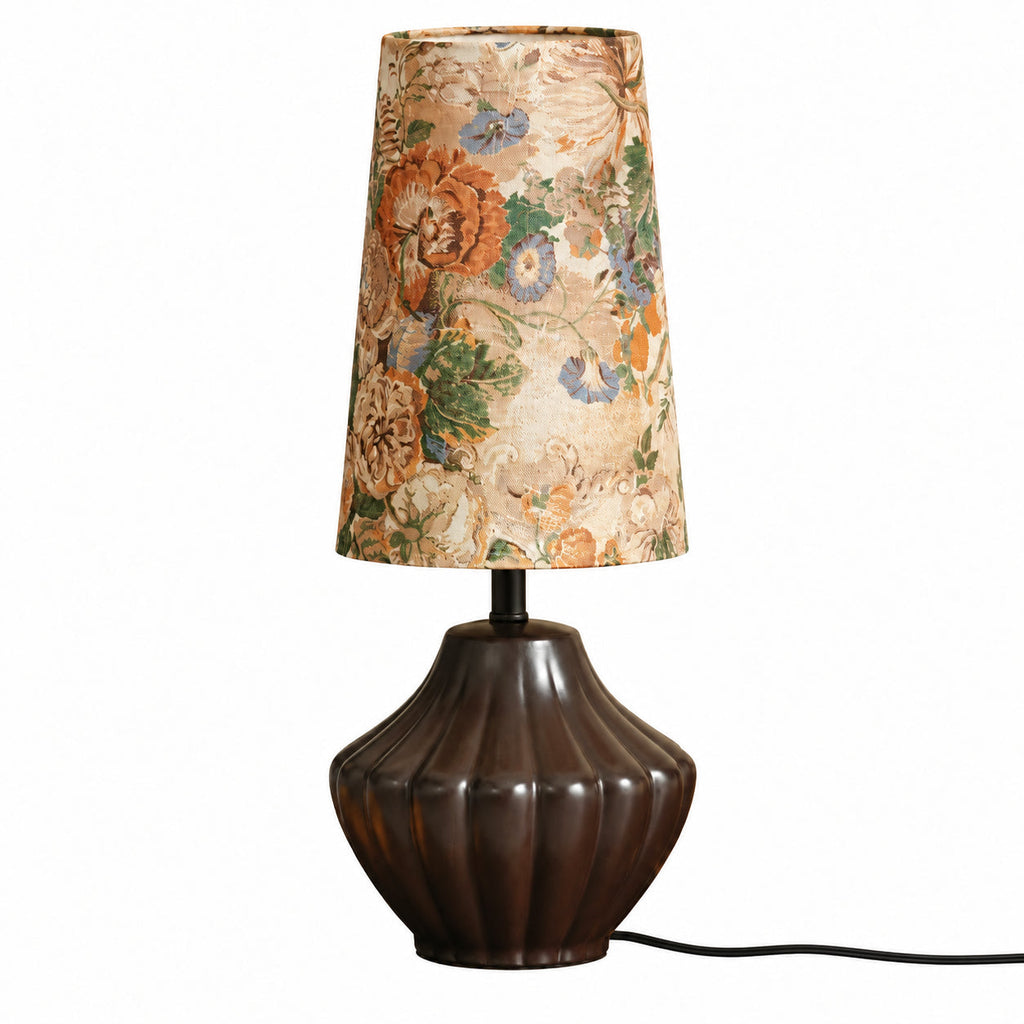 Finley Vintage Table Light with Floral Fabric Shade and Fluted Base — product view