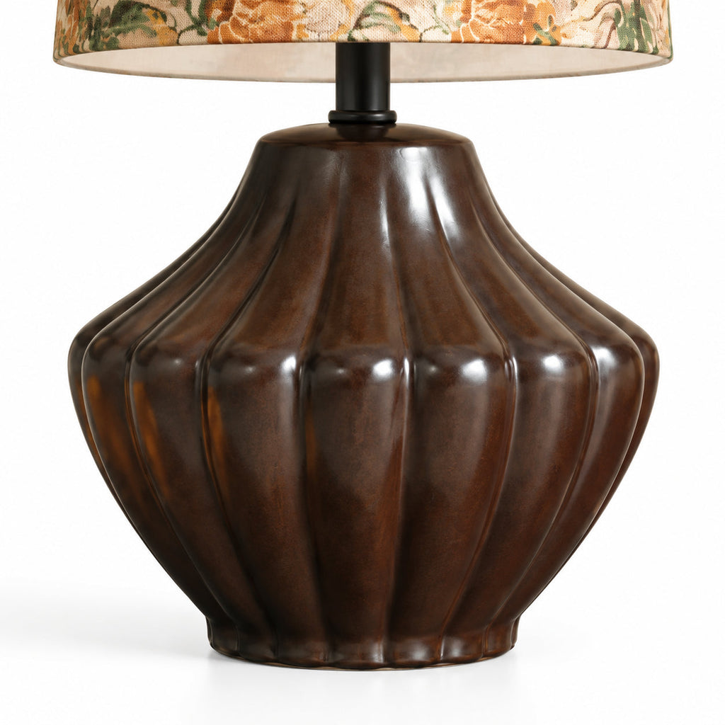 Finley Vintage Table Light with Floral Fabric Shade and Fluted Base — product view