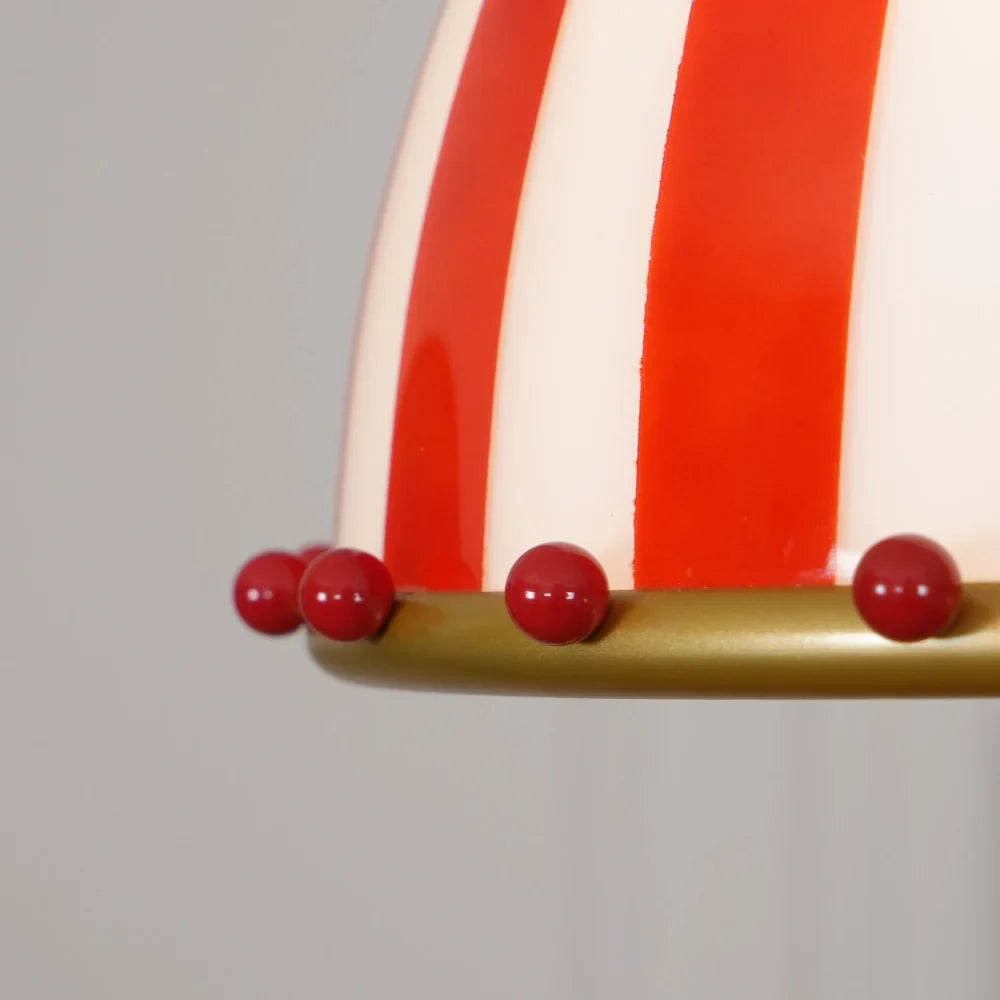 Greer Whimsical Modern Table Lamp with Red and White Stripes — product view