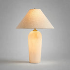 Hazel Alabaster Table Lamp with Linen Shade and Two-Light Design — product view