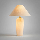 Hazel Alabaster Table Lamp with Linen Shade and Two-Light Design