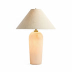 Hazel Alabaster Table Lamp with Linen Shade and Two-Light Design — product view