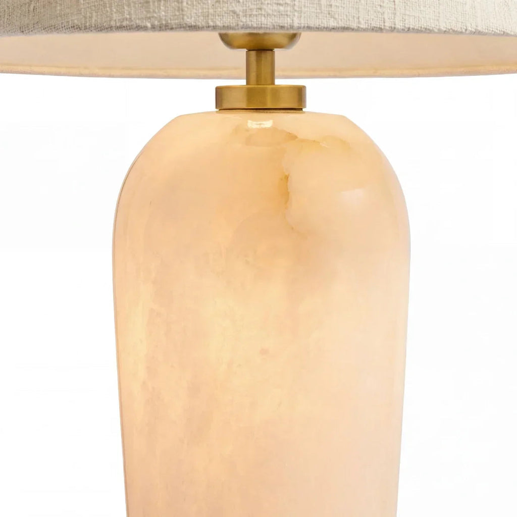 Hazel Alabaster Table Lamp with Linen Shade and Two-Light Design — product view