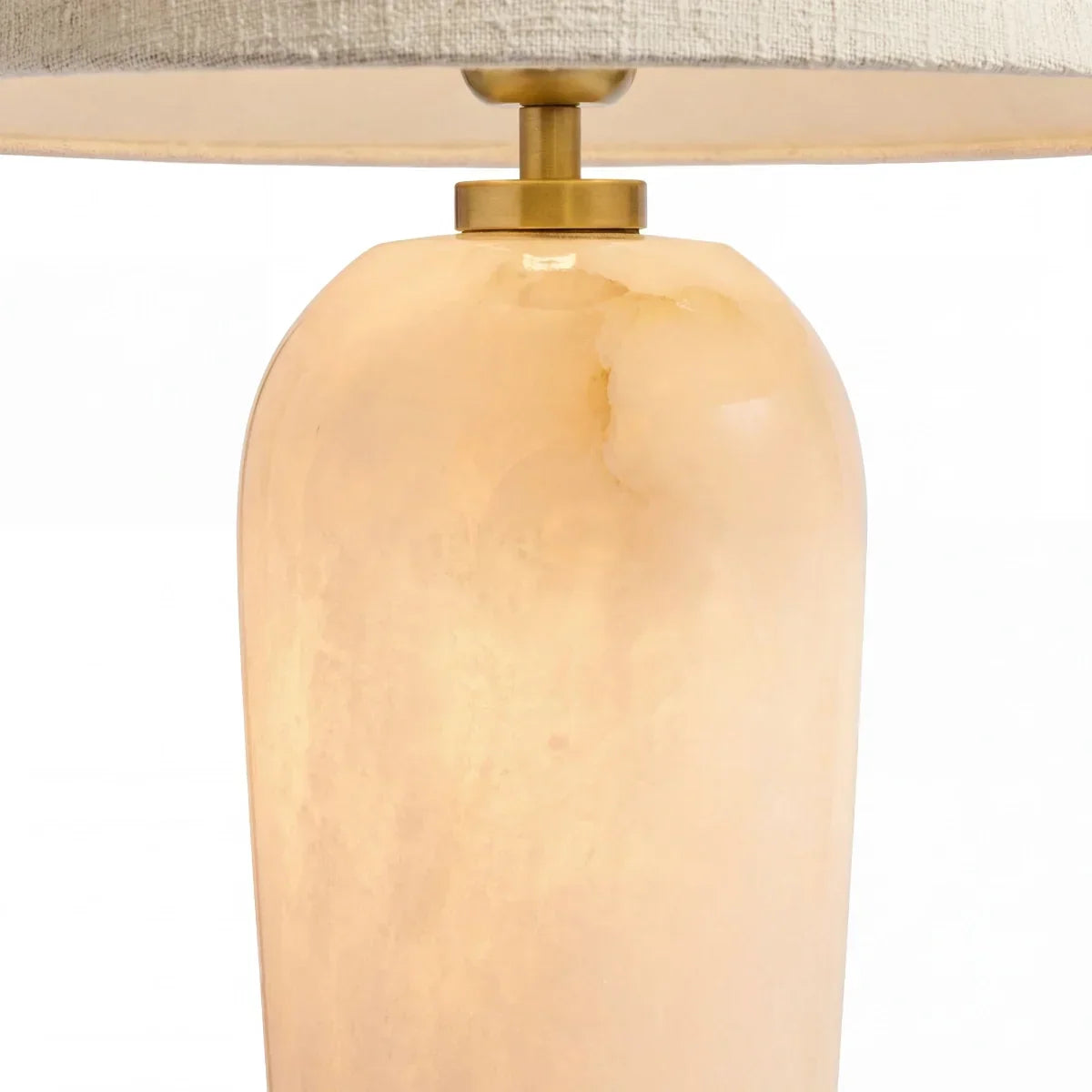 Hazel Alabaster Table Lamp with Linen Shade and Two-Light Design — product view