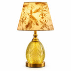 Indigo Vintage Table Light with Patterned Fabric Shade and Glass Base — product view