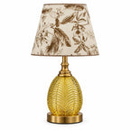 Indigo Vintage Table Light with Patterned Fabric Shade and Glass Base — product view