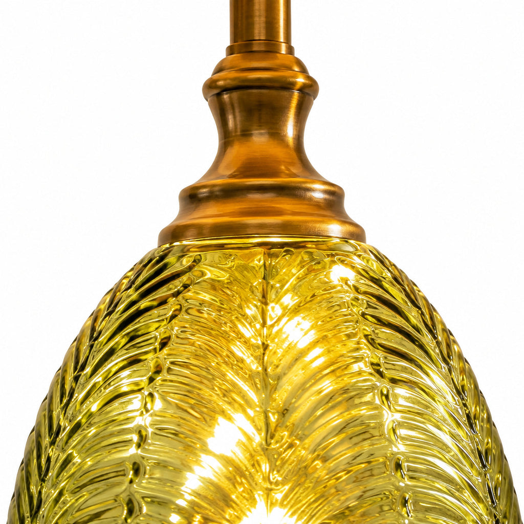 Indigo Vintage Table Light with Patterned Fabric Shade and Glass Base — product view