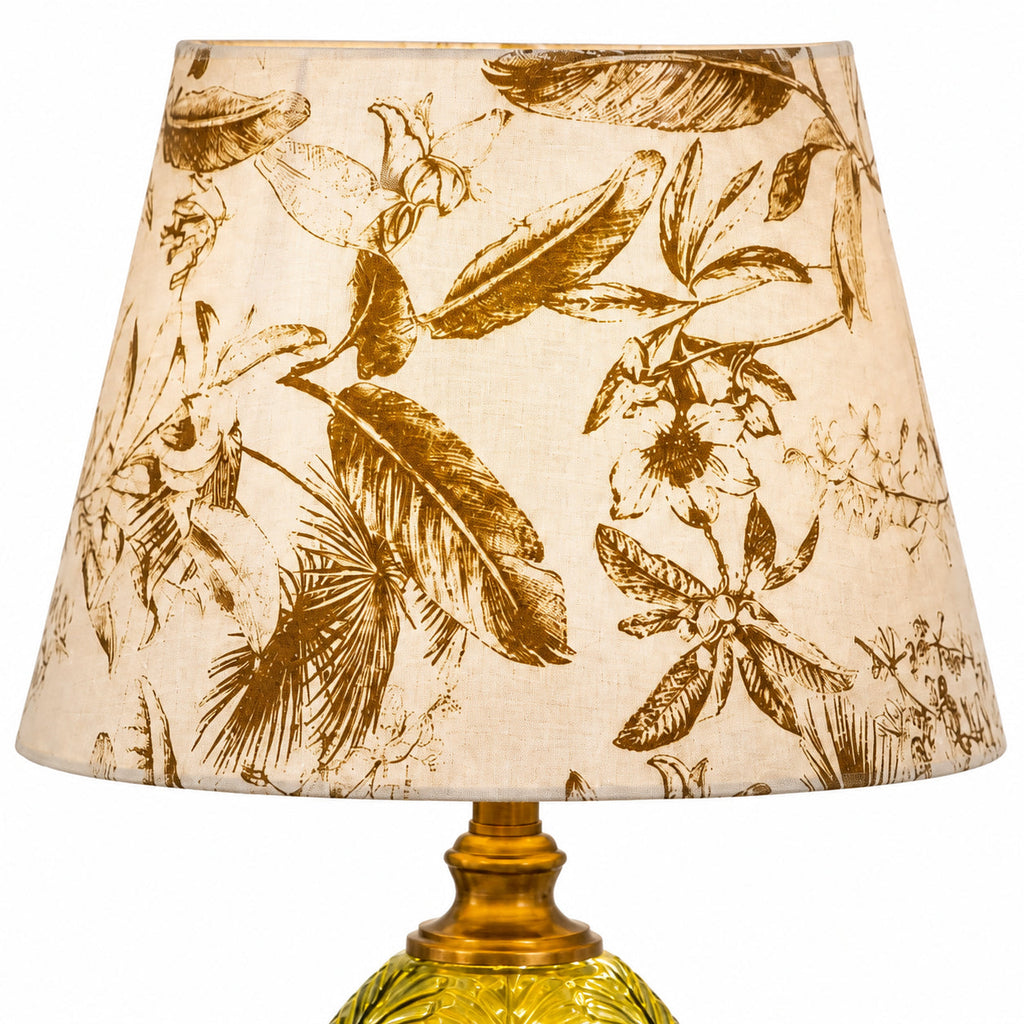 Indigo Vintage Table Light with Patterned Fabric Shade and Glass Base — product view