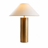 Kaia Modern Brass-Tone Table Light with Conical Linen Shade