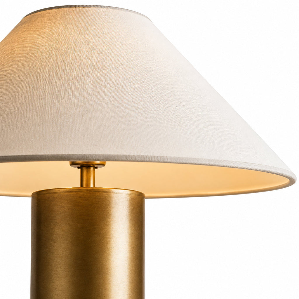 Kaia Modern Brass-Tone Table Light with Conical Linen Shade — product view