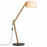 Laurel Wood Floor Lamp with Angled Frame and Fabric Shade