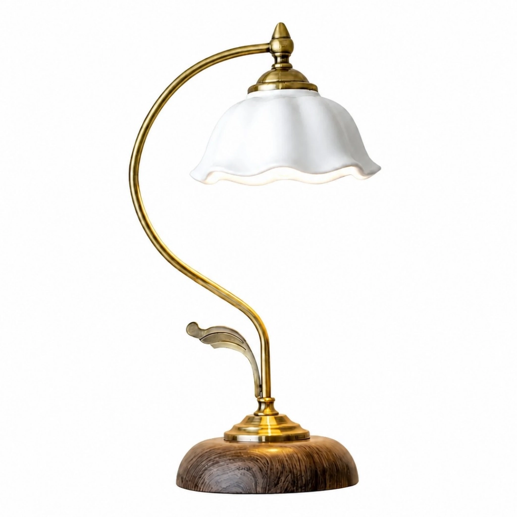 Opal Vintage Country Table Lamp with Ceramic Flower Shade — product view