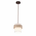 Sage Wabi-Sabi Pendant Light in Travertine and Fabric — product view