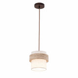 Sage Wabi-Sabi Pendant Light in Travertine and Fabric