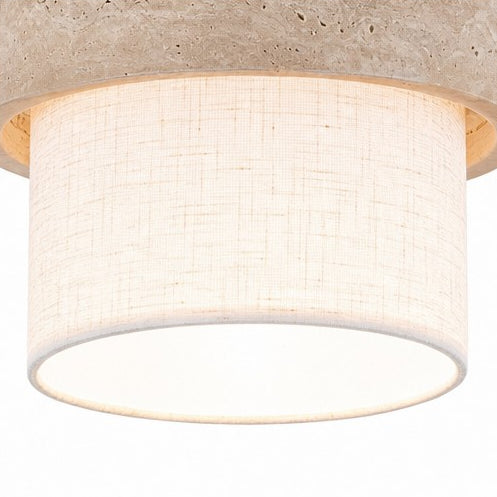 Sage Wabi-Sabi Pendant Light in Travertine and Fabric — product view