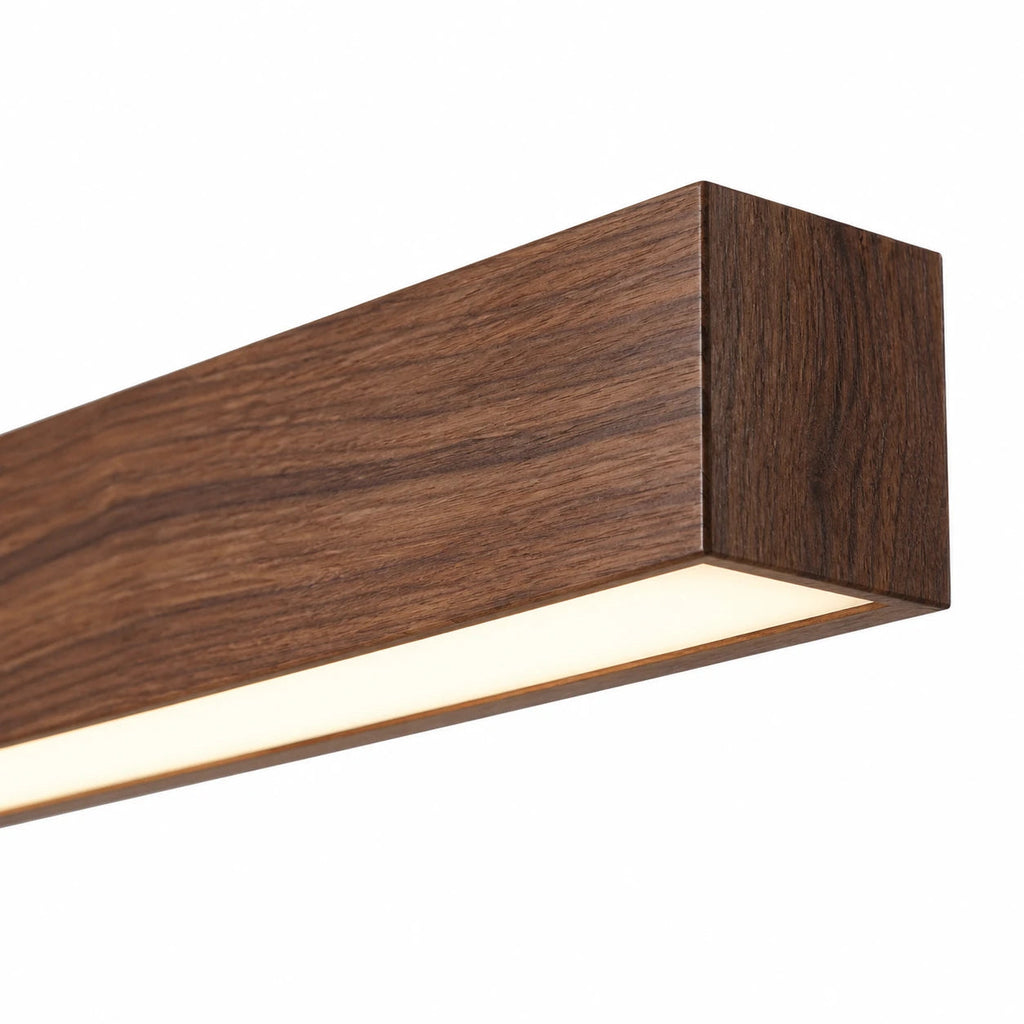 Vale Linear LED Pendant Light with Dark Wood-Grain Finish — product view