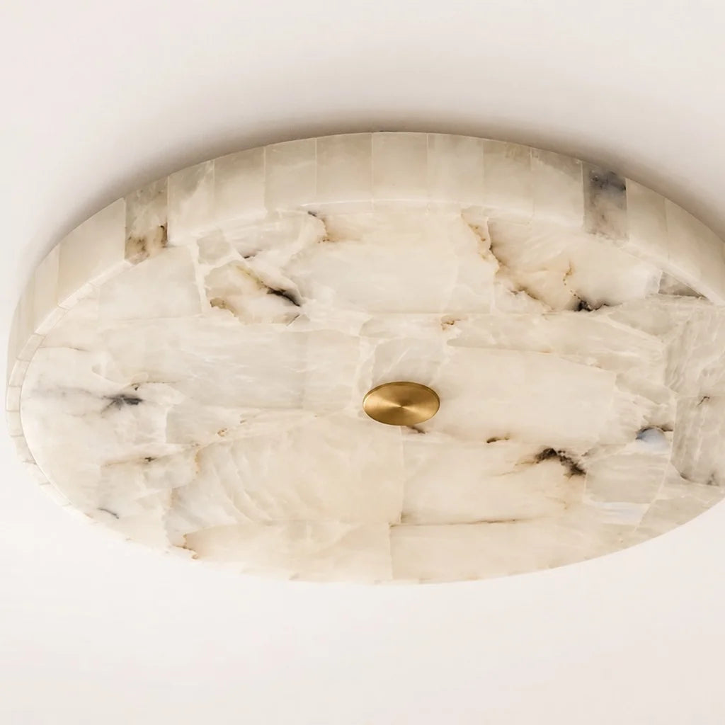 Willow Round Alabaster Flush-Mount Ceiling Light — product view