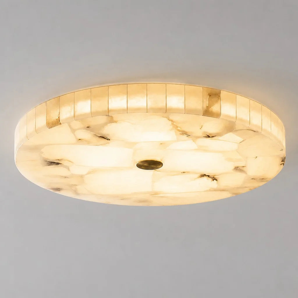 Willow Round Alabaster Flush-Mount Ceiling Light — product view