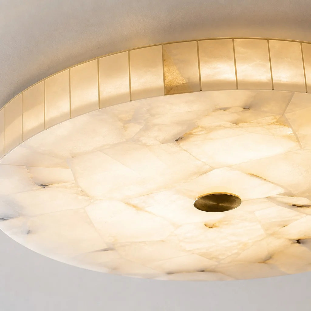 Willow Round Alabaster Flush-Mount Ceiling Light — product view
