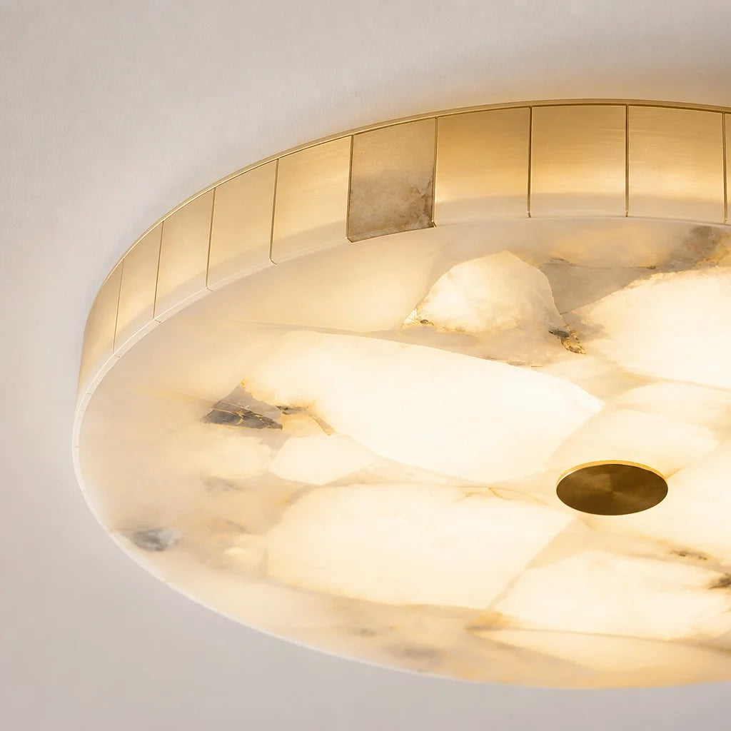 Willow Round Alabaster Flush-Mount Ceiling Light — product view