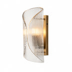 Yara Curved Wall Sconce with Ribbed Glass Shade — product view