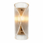 Yara Curved Wall Sconce with Ribbed Glass Shade — product view