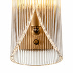 Yara Curved Wall Sconce with Ribbed Glass Shade — product view