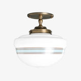 Zinnia Vintage Semi-Flush Ceiling Light with Milk Glass Globe